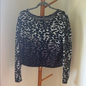 Miss Me Black and White Leopard Ombre Long Sleeve Top